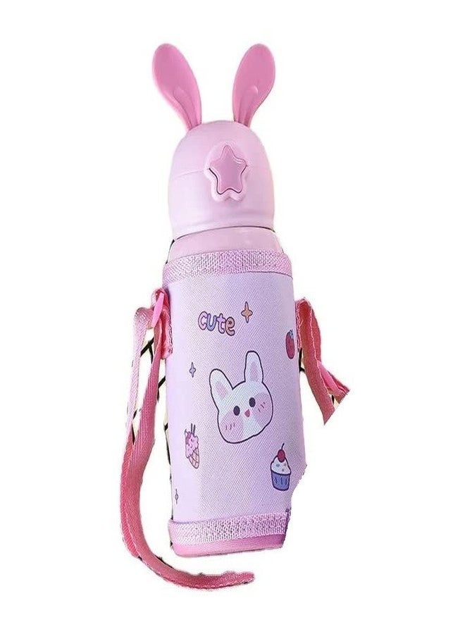 CherryBox Cartoon - Sipper Water Bottle with Straw & Cover for Children - Stainless Steel Flask School Kids 500 ML (Pink) - Image 5